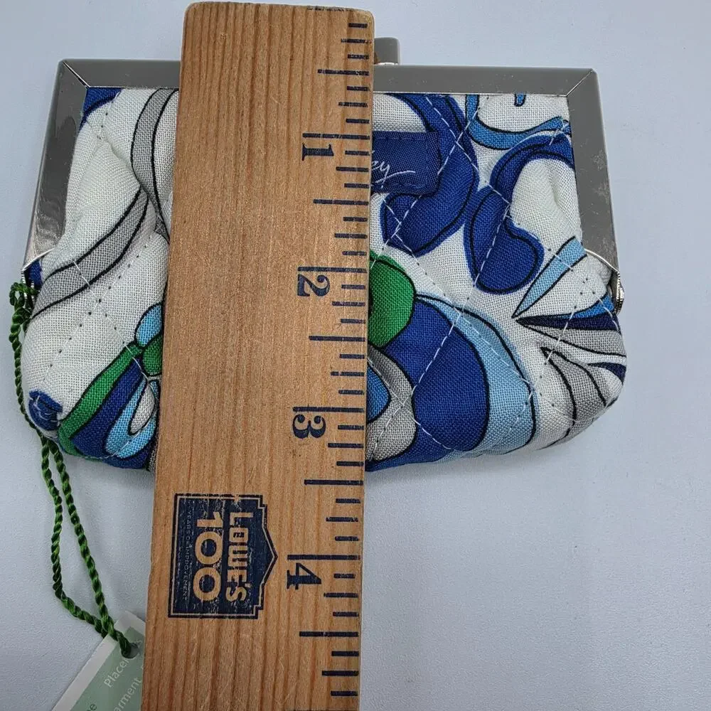 Vera Bradley Mediterranean White Kisslock Coin Purse NWT Retired Floral Blue